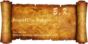 Bogdán Kabos névjegykártya